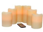 EcoGecko Vanilla Scented Set of 6 Wax Multi Color Flameless LED Pillar Candles with Remote Timer Ivory