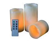Candle Choice Set of 3 Round Melted Edge Remote Controlled Flameless Wax Pillar LED Candle Made with Real Wax