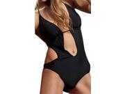 Flirtzy Sexy Padded Halter Top Open Front Full Back Panty Monokini Swimwear