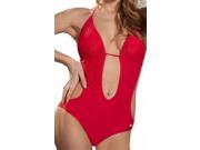 Flirtzy Sexy Padded Halter Top Open Front Full Back Panty Monokini Swimwear