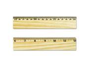 Flat Wood Ruler w Double Metal Edge 12 Clear Lacquer Finish