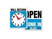Double Sided Open Will Return Sign w Clock Hands Plastic 7 1 2 x 9