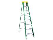 592 Folding Fiberglass Step Ladder 8 ft 7 Step Green Black