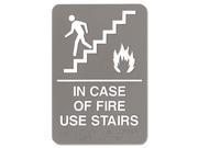 ADA Sign 6 x 9 In Case of Fire Use Stairs Gray