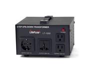 LiteFuze LT 1000 1000 Watt Heavy Duty Voltage Converter Transformer Step Up Down 110 120 220 240V Patented Universal Output Socket