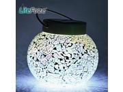 LiteFuze Mosaic Glass Rechargeable Solar Lamp Outdoor Garden Light White