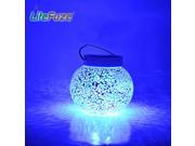 LiteFuze Mosaic Glass Rechargeable Solar Lamp Outdoor Garden Light Blue