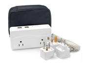 LiteFuze 200W Voltage Converter International Travel 220V to 110V Power Adapter Four 2.4A USB Ports Carrying Bag
