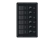 BLUE SEA SYSTEMS BS 8373 Waterproof Switch Panel MFG 8373 Consists of six illuminated Contura switches with push to reset circuit breakers. 12 or 24 Volt DC.