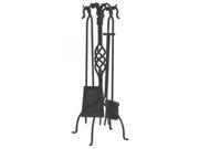 BLUE RHINO F 1053 Uniflame F 1053 5 Piece Black Wrought Iron Fireset with Center Weave