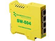 BRAINBOXES SW 504 Industrial Unmanaged Ethernet Switch 4 Ports 4 Ports 4 x RJ 45 10 100Base TX Rail mountable