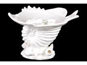 BENZARA BRU 480192 Attractive and Delightful Ceramic Seashell with Fish Platter in White