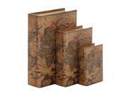 BENZARA 41073 Wood Faux Leather Book Box Set of 3