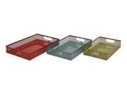 BENZARA 34959 Red Blue and Green Polished Metal Tray