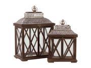 2 Pc Traditional Lantern in Antique Brown Finish