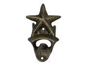 HANDCRAFTED MODEL SHIPS G 20 028 GOLD Rustic Gold Cast Iron Wall Mounted Starfish Bottle Opener 6
