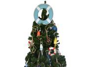 HANDCRAFTED MODEL SHIPS Lifering 15inch 317 XMASS Light Blue Lifering with White Bands Christmas Tree Topper Decoration