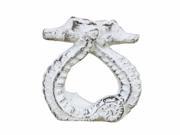 HANDCRAFTED MODEL SHIPS K 1411B W Rustic Whitewashed Cast Iron Seahorse Napkin Ring 3 Set of 2