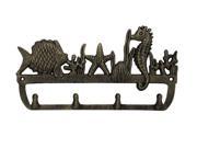 HANDCRAFTED MODEL SHIPS G 54 707 GOLD Rustic Gold Cast Iron Wall Mounted Seahorse and Fish Hooks 12
