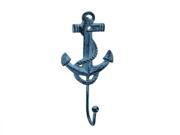 HANDCRAFTED MODEL SHIPS K 665 dark blue Rustic Dark Blue Whitewashed Cast Iron Anchor Hook 7