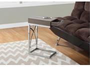 MONARCH I 3173 ACCENT TABLE CHROME METAL DARK TAUPE WITH A DRAWER