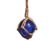 HANDCRAFTED MODEL SHIPS 12 Blue Glass Old Blue Japanese Glass Ball Fishing Float With Brown Netting Decoration 12