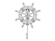 HANDCRAFTED MODEL SHIPS Wheel 6 102 anchor Rustic All White Decorative Ship Wheel With Anchor With Hook 6