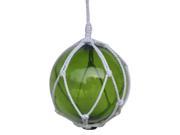HANDCRAFTED MODEL SHIPS 8 Green Glass NEW Green Japanese Glass Ball Fishing Float With White Netting Decoration 8