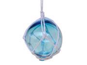 HANDCRAFTED MODEL SHIPS 3 Light Blue Glass NEW Light Blue Japanese Glass Ball Fishing Float With White Netting Decoration 3