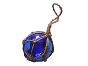 HANDCRAFTED MODEL SHIPS 3 Blue Glass Old Blue Japanese Glass Ball Fishing Float With Brown Netting Decoration 3