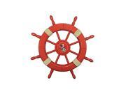 HANDCRAFTED MODEL SHIPS Wheel 24 107 seagull Rustic Red Wood Finish Decorative Ship Wheel With Seagull 24