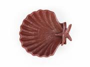 HANDCRAFTED MODEL SHIPS K 019 red Red Whitewashed Cast Iron Shell With Starfish Decorative Bowl 6
