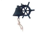 HANDCRAFTED MODEL SHIPS K 0224 seaworn Seaworn Blue Cast Iron Hanging Ship Wheel Bell 7