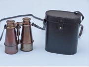HANDCRAFTED MODEL SHIPS BI 0315 AN Captains Antique Brass Binoculars with Leather Case 6