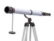 HANDCRAFTED MODEL SHIPS ST 0117 Black W Floor Standing Oil Rubbed Bronze White Leather Galileo Telescope 65