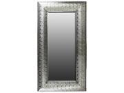 BENZARA BRU 94147 Metal Rectangular Wall Mirror Pierced Metal Silver