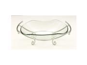BENZARA 68556 Elegant Glass Bowl Metal Silver Stand