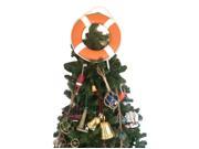 HANDCRAFTED MODEL SHIPS Lifering 15inch 322 XMASS Orange Lifering with White Bands Christmas Tree Topper Decoration