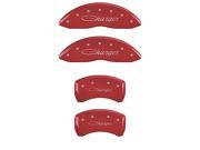 MGP CALIPER COVERS MGP12162SCHSRD SET OF 4 CALIPER COVERS FRONT AND REAR CURSIVE CHARGER RED SILVER CHARACTERS