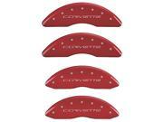 MGP CALIPER COVERS MGP13083SCV6RD SET OF 4 CALIPER COVERS FRONT AND REAR C6 CORVETTE RED SILVER CHARACTERS