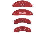 MGP CALIPER COVERS MGP34009SGMCRD SET OF 4 CALIPER COVERS FRONT AND REAR GMC RED SILVER CHARACTERS