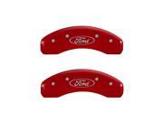 MGP CALIPER COVERS MGP10020SFRDRD SET OF 4 CALIPER COVERS FRONT AND REAR OVAL LOGO FORD RED SILVER CHARACTERS