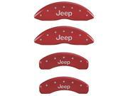 MGP CALIPER COVERS MGP42002SJEPRD SET OF 4 CALIPER COVERS FRONT AND REAR JEEP RED SILVER CHARACTERS