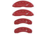 MGP CALIPER COVERS MGP12197SDGORD SET OF 4 CALIPER COVERS FRONT AND REAR WITH STRIPES DURANGO RED SILVER CHARACTERS