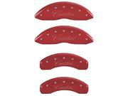 MGP CALIPER COVERS MGP35013SCADRD SET OF 4 CALIPER COVERS FRONT AND REAR CURSIVE CADILLAC RED SILVER CHARACTERS