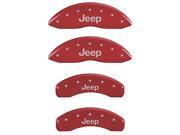 MGP CALIPER COVERS MGP42004SJEPRD SET OF 4 CALIPER COVERS FRONT AND REAR JEEP RED SILVER CHARACTERS