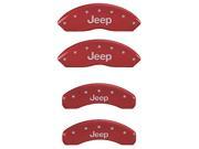 MGP CALIPER COVERS MGP42007SJEPRD SET OF 4 CALIPER COVERS FRONT AND REAR JEEP RED SILVER CHARACTERS