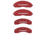 MGP CALIPER COVERS MGP52003SHUMRD SET OF 4 CALIPER COVERS FRONT AND REAR HUMMER RED SILVER CHARACTERS