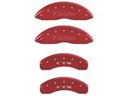 MGP CALIPER COVERS MGP35011SCTSRD SET OF 4 CALIPER COVERS FRONT CURSIVE CADILLAC REAR CTS RED SILVER CHARACTERS
