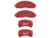 MGP CALIPER COVERS MGP10198SM37RD SET OF 4 CALIPER COVERS FRONT MUSTANG REAR 37 RED SILVER CHARACTERS
